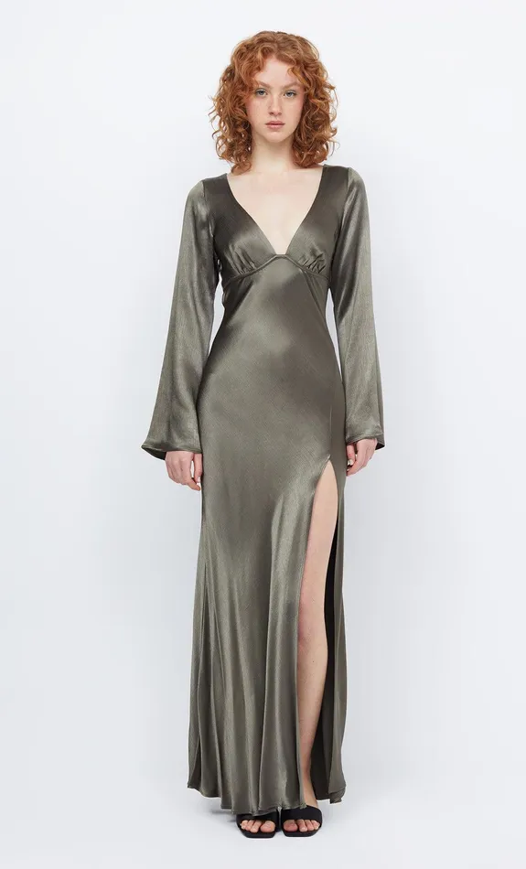 Bec Bridge Wedding Guest Women REN LONG SLEEVE MAXI DRESS 8211 DARK WILLOW