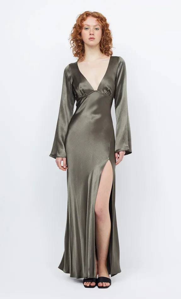 Bec Bridge Wedding Guest Women REN LONG SLEEVE MAXI DRESS 8211 DARK WILLOW