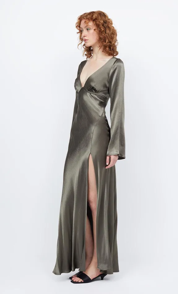 Bec Bridge Wedding Guest Women REN LONG SLEEVE MAXI DRESS 8211 DARK WILLOW