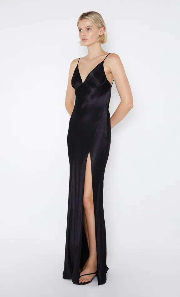 Bec Bridge Wedding Guest Women REN SPLIT MAXI DRESS 8211 BLACK