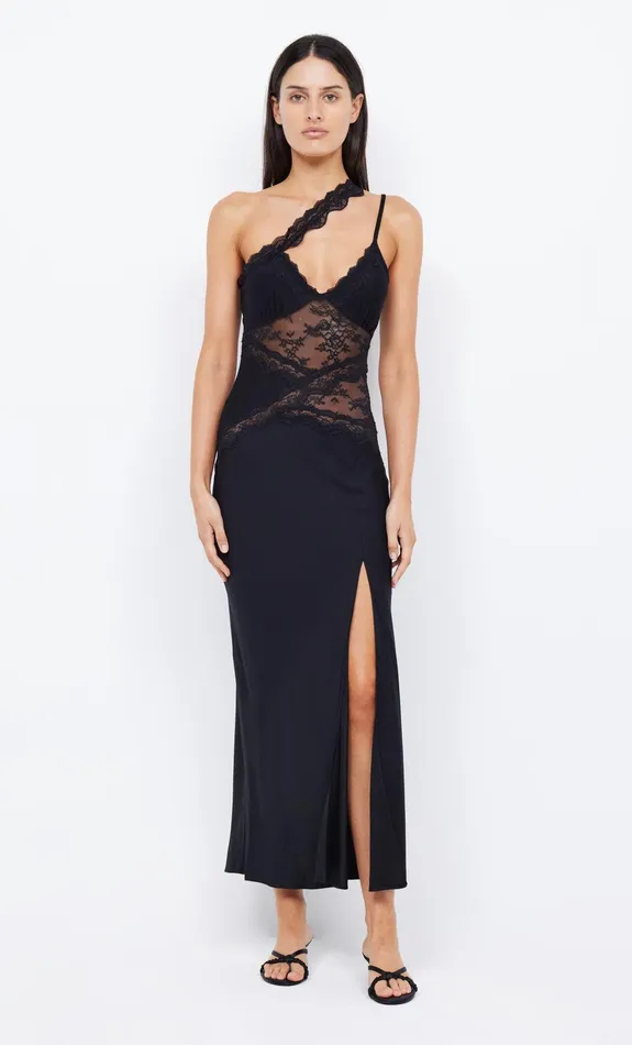 Bec Bridge Wedding Guest Women RIA ASYM MAXI DRESS 8211 BLACK