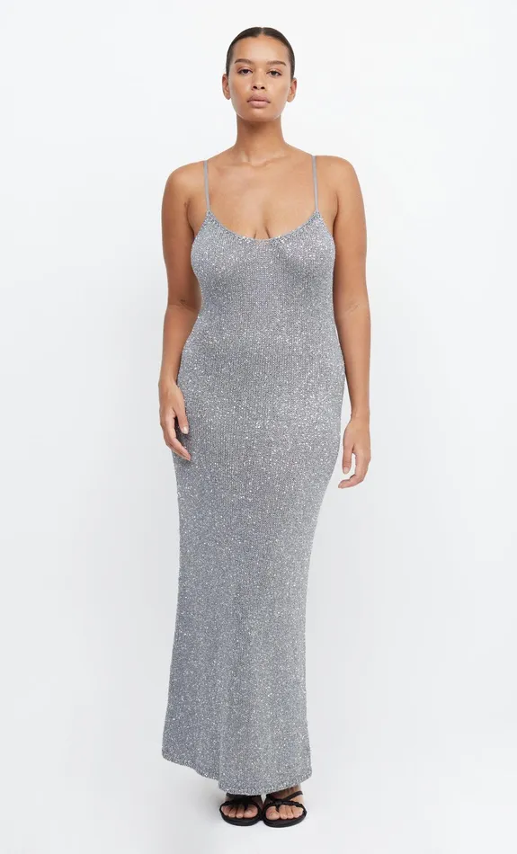 Bec Bridge Wedding Guest Women SADIE SEQUIN KNIT SLIP DRESS 8211 CHARCOAL