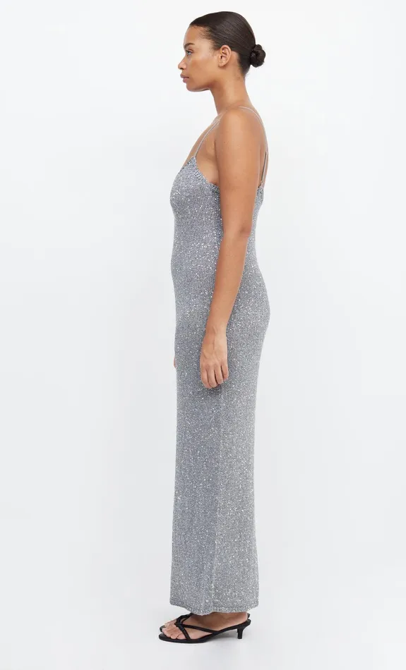 Bec Bridge Wedding Guest Women SADIE SEQUIN KNIT SLIP DRESS 8211 CHARCOAL