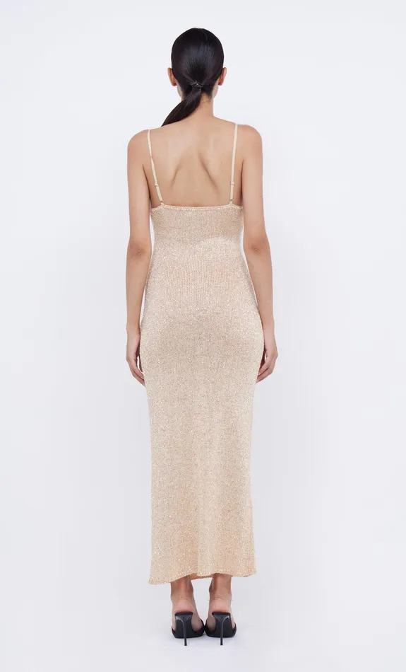 Bec Bridge Wedding Guest Women SADIE SEQUIN KNIT SLIP DRESS 8211 GOLD