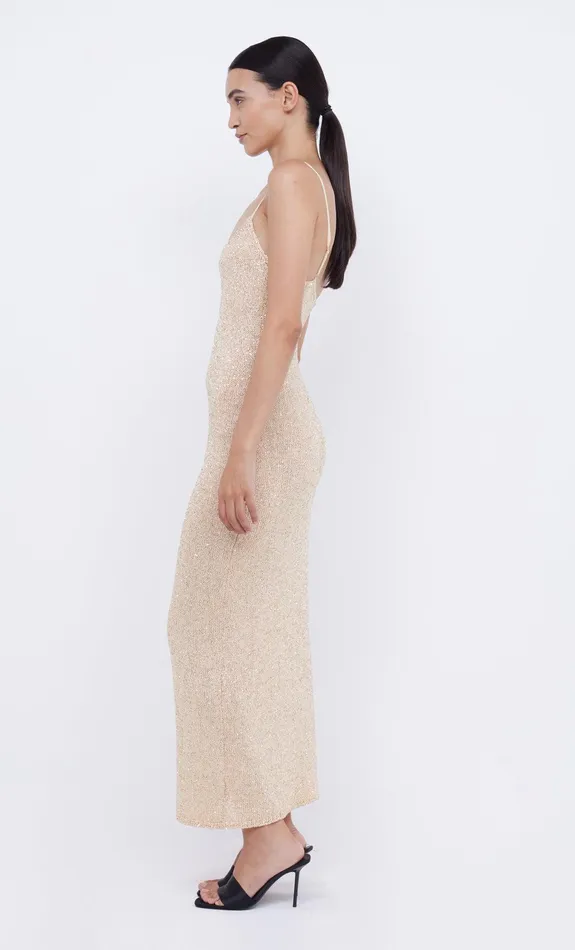 Bec Bridge Wedding Guest Women SADIE SEQUIN KNIT SLIP DRESS 8211 GOLD