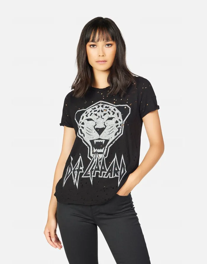 Bess Tiger Def Leppard Black Women039s Lauren Moshi Short Sleeve