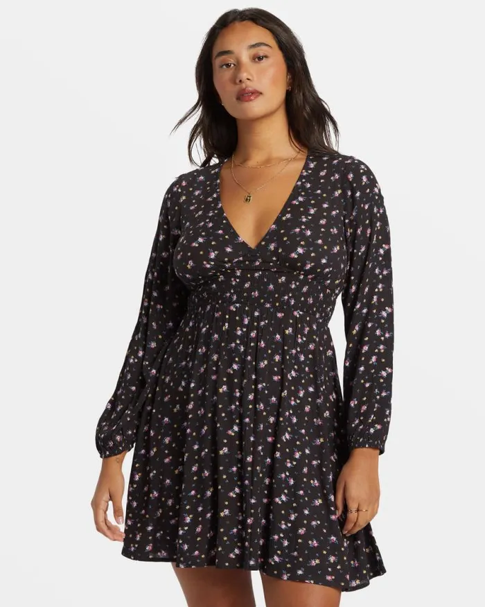 Billabong Dresses In Ur Dreams LongSleeve Mini Dress Black Sands 8211 Women