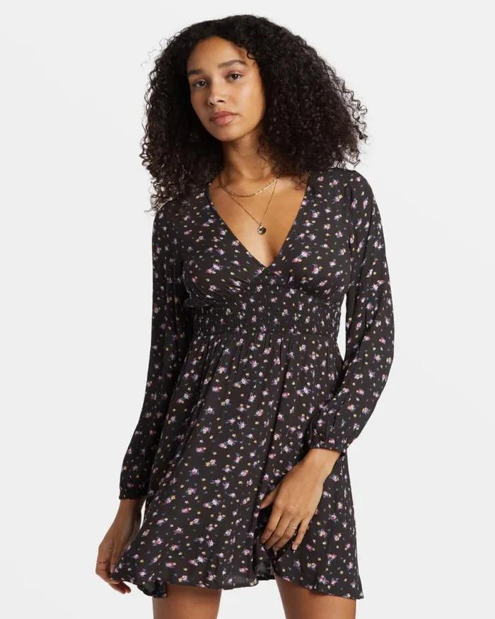 Billabong Dresses In Ur Dreams LongSleeve Mini Dress Black Sands 8211 Women
