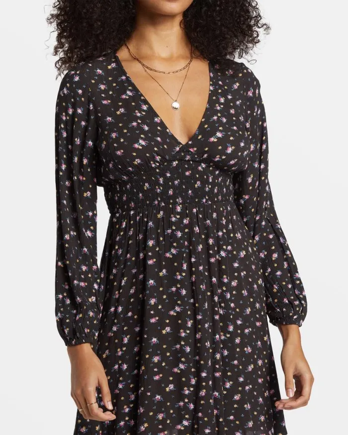 Billabong Dresses In Ur Dreams LongSleeve Mini Dress Black Sands 8211 Women