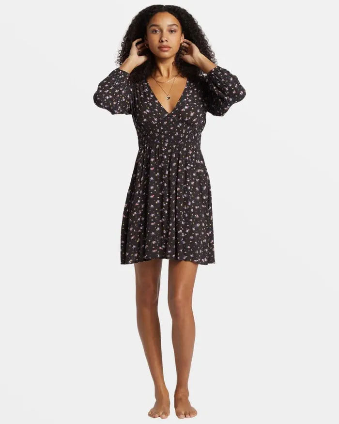 Billabong Dresses In Ur Dreams LongSleeve Mini Dress Black Sands 8211 Women