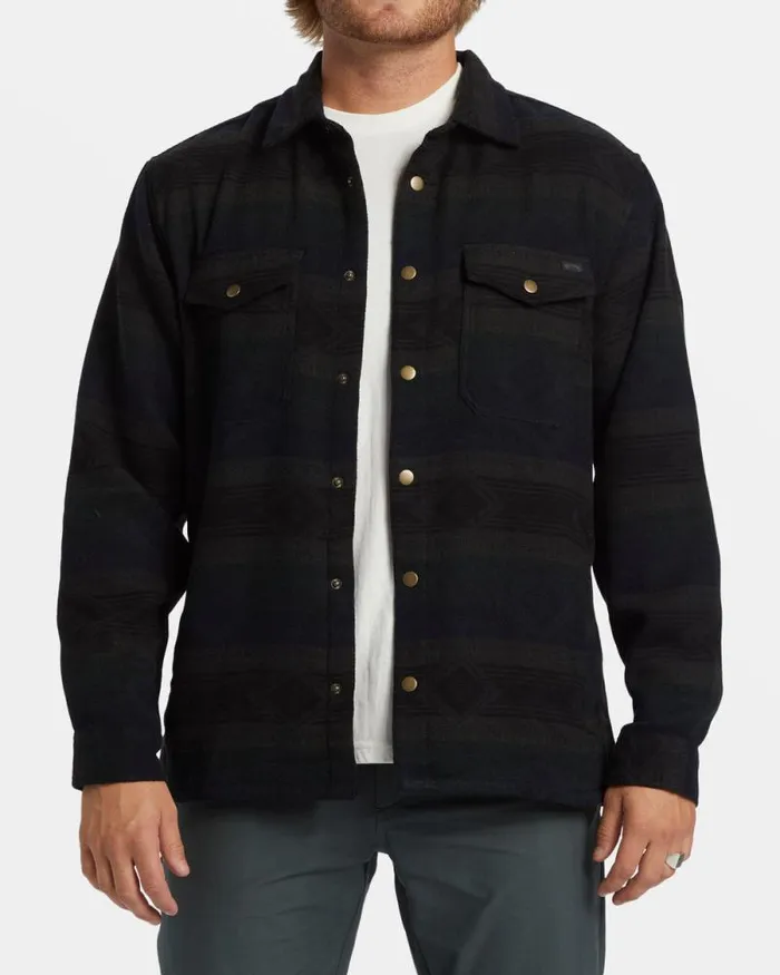 Billabong Flannels Lodge Long Sleeve Flannel Shirt Military 8211 Men