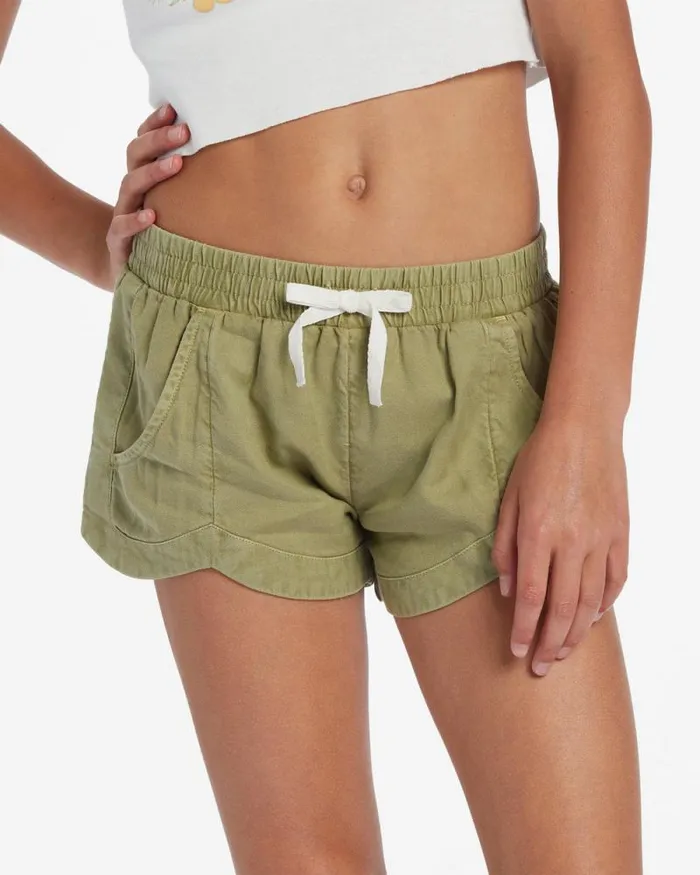 Billabong Girls039 Bottoms Girls Mad For You Elastic Waist Shorts Avocado 8211 Women