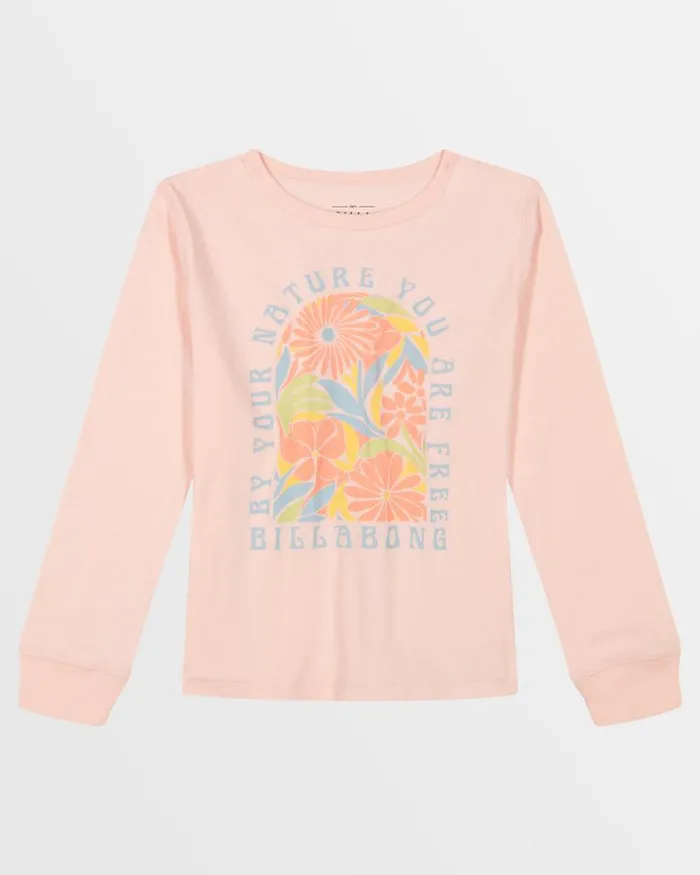 Billabong Girls039 Tops Girls Nature Free Long Sleeve TShirt Feelin Peachy 8211 Women