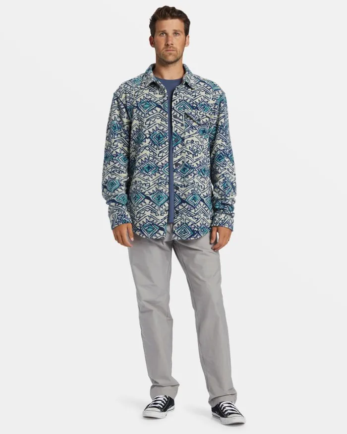 Billabong Hoodies and Fleece ADiv Furnace Long Sleeve Flannel Shirt Slate Blue 8211 Men