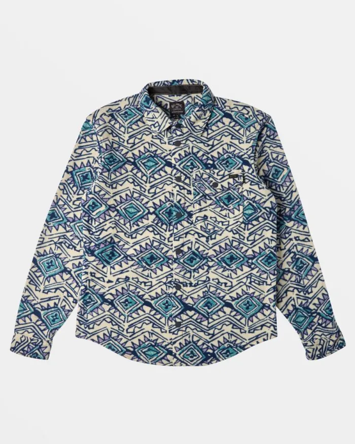 Billabong Hoodies and Fleece ADiv Furnace Long Sleeve Flannel Shirt Slate Blue 8211 Men