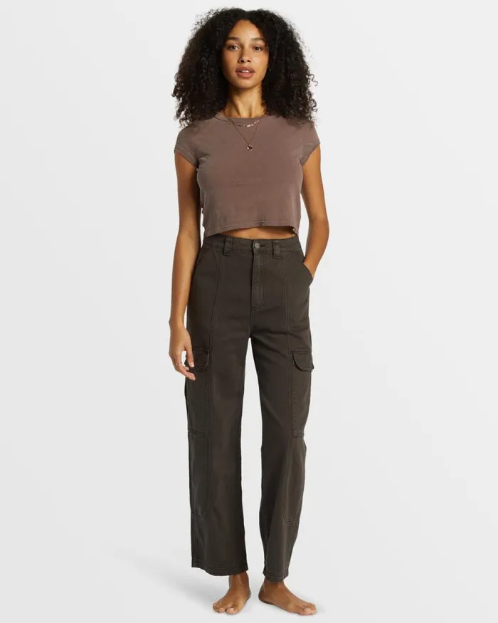 Billabong Jeans and Pants Wall To Wall Denim Cargo Pants Black Sands 8211 Women