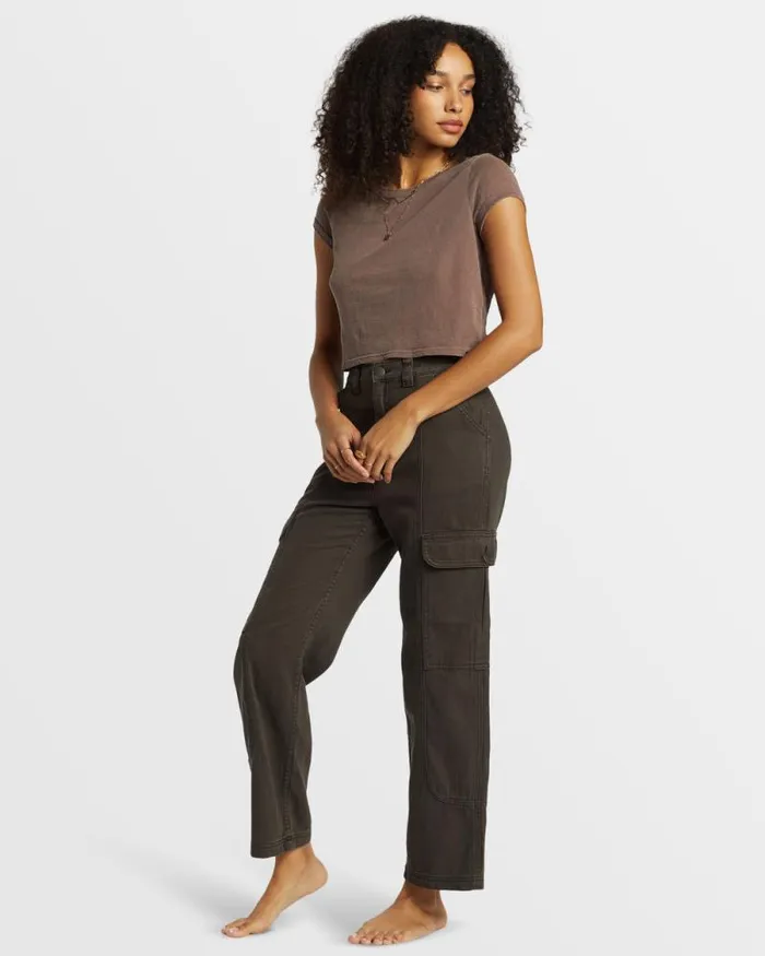 Billabong Jeans and Pants Wall To Wall Denim Cargo Pants Black Sands 8211 Women