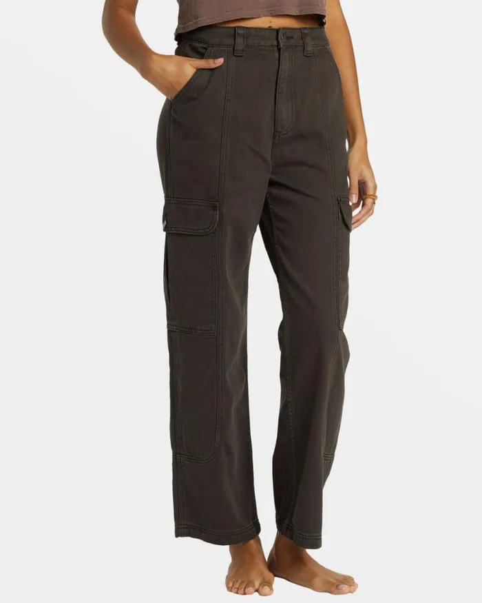 Billabong Jeans and Pants Wall To Wall Denim Cargo Pants Black Sands 8211 Women