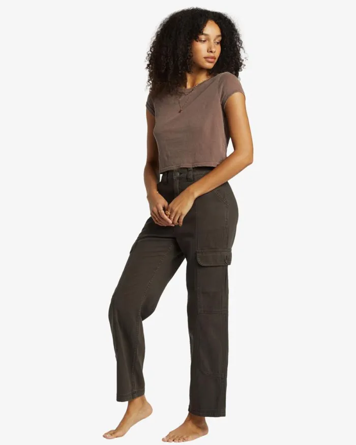Billabong Jeans and Pants Wall To Wall Denim Cargo Pants Black Sands 8211 Women