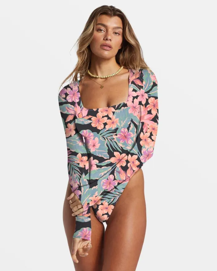 Billabong Rashguards and Bodysuits Nights In Paradise Long Sleeve UPF 50 OnePiece Swimsuit Multi 8211 Women