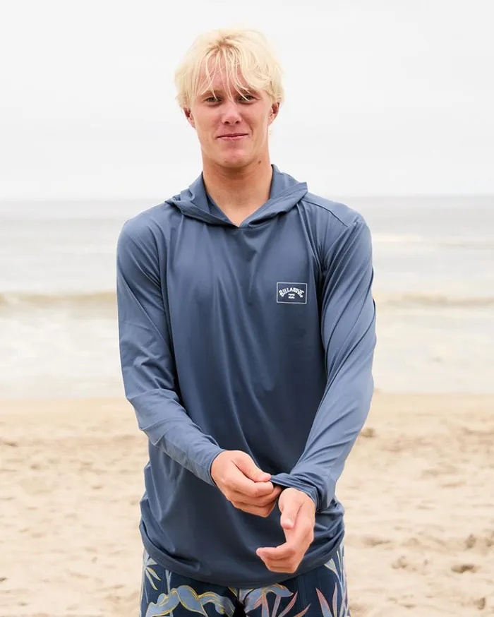 Billabong Rashguards and Surf Tees Arch Mesh Hooded Upf 50 Long Sleeve Rashguard Slate Blue 8211 Men