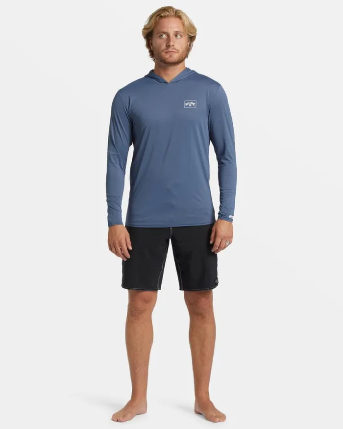 Billabong Rashguards and Surf Tees Arch Mesh Hooded Upf 50 Long Sleeve Rashguard Slate Blue 8211 Men Billabong Rashguards and Surf Tees Arch Mesh Hooded Upf 50 Long Sleeve Rashguard Slate Blue 8211 Men
