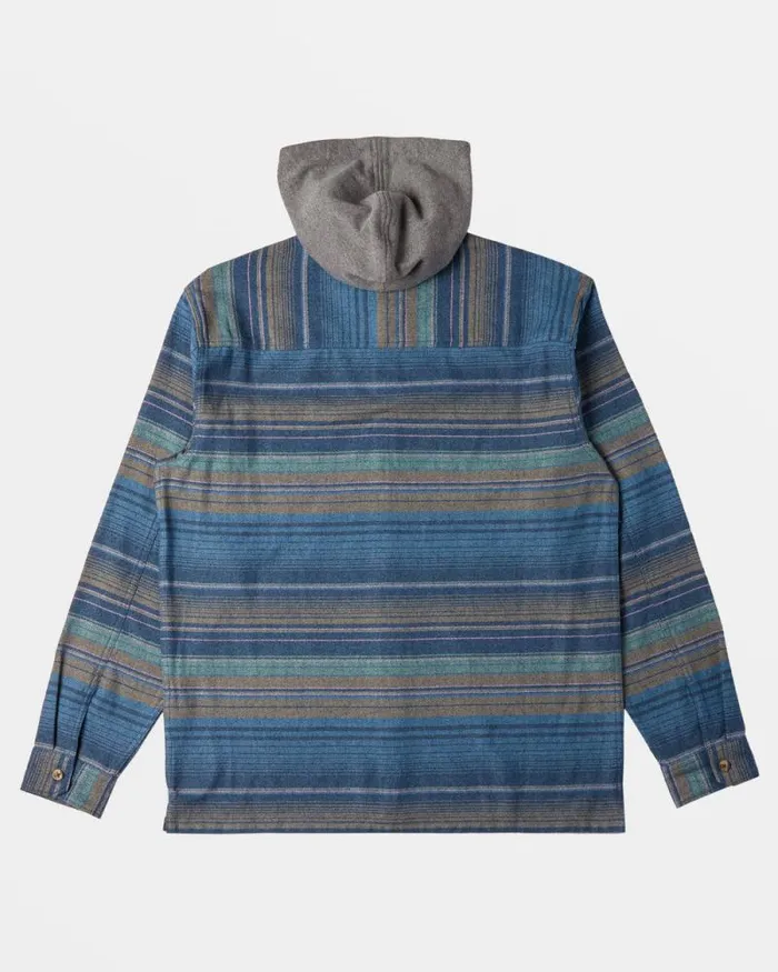 Billabong Shirts Baja Hooded Long Sleeve Flannel Shirt Dusty Navy 8211 Men