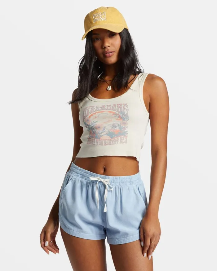 Billabong Shorts Road Trippin Elastic Waist Shorts Washed Chambray 8211 Women