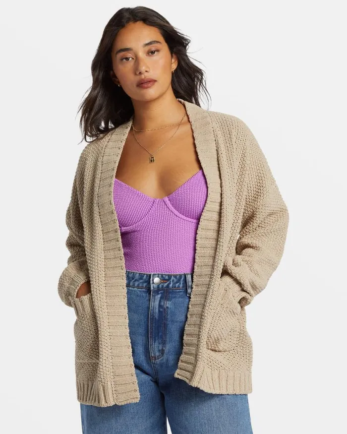 Billabong Sweaters Sea Side Cardigan Cobblestone 8211 Women Billabong Sweaters Sea Side Cardigan Cobblestone 8211 Women