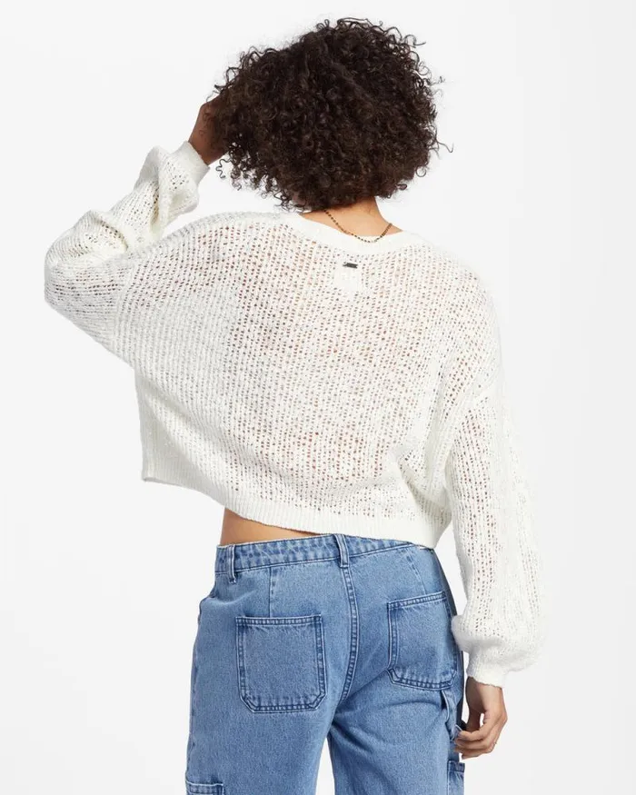 Billabong Sweaters Warmin Up VNeck Sweater Whitecap 8211 Women Billabong Sweaters Warmin Up VNeck Sweater Whitecap 8211 Women