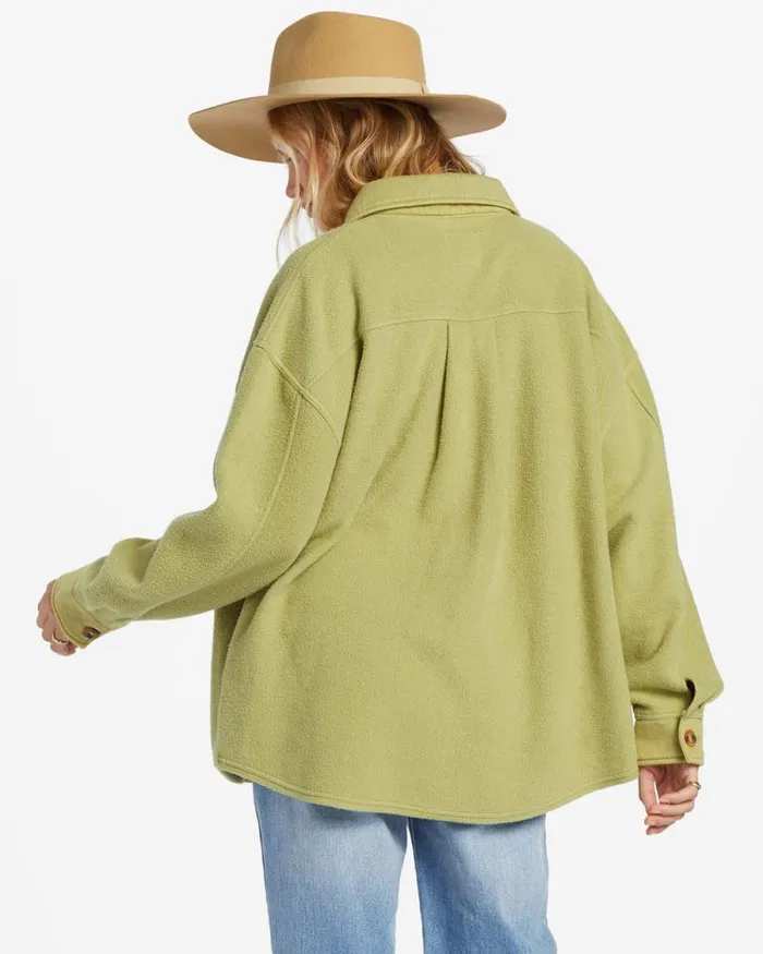 Billabong Sweatshirts and Fleece Anytime Shacket Oversized ButtonThrough Jacket Avocado 8211 Women