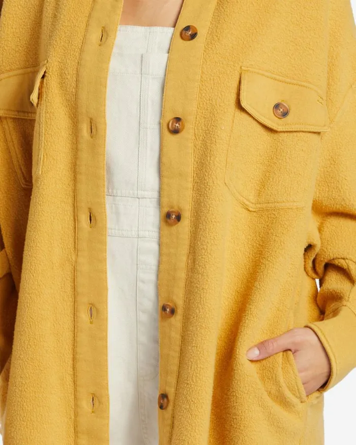 Billabong Sweatshirts and Fleece Anytime Shacket Oversized ButtonThrough Jacket Wild Honey 8211 Women