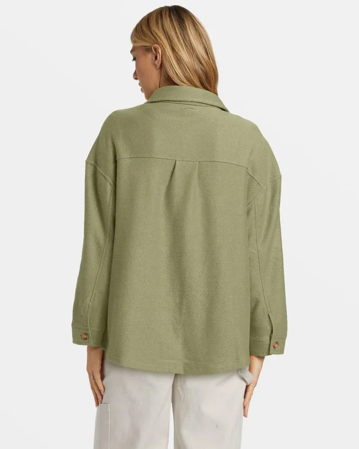 Billabong Sweatshirts and Fleece Everytime Oversized Shacket Avocado 8211 Women