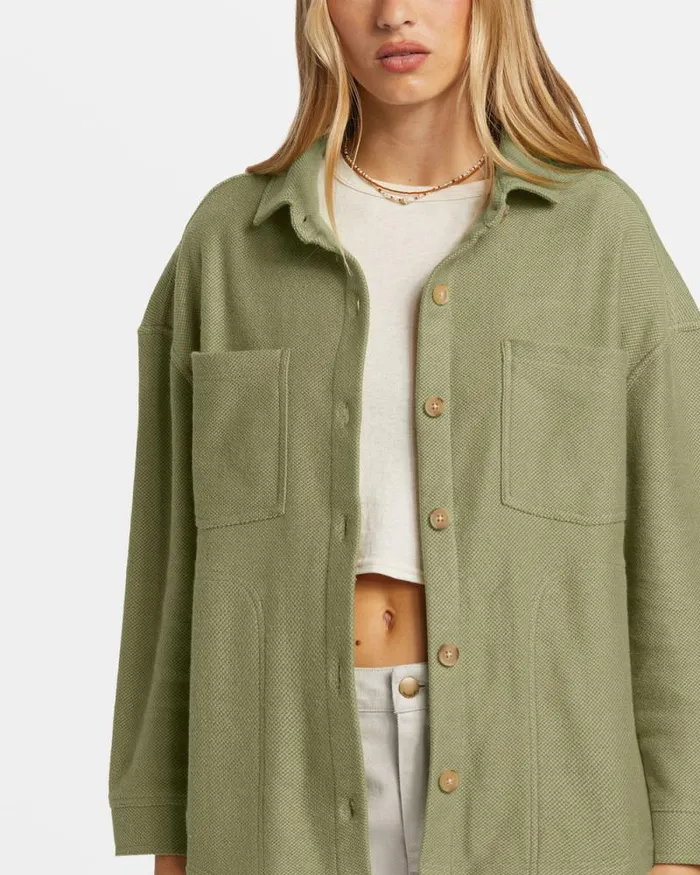 Billabong Sweatshirts and Fleece Everytime Oversized Shacket Avocado 8211 Women