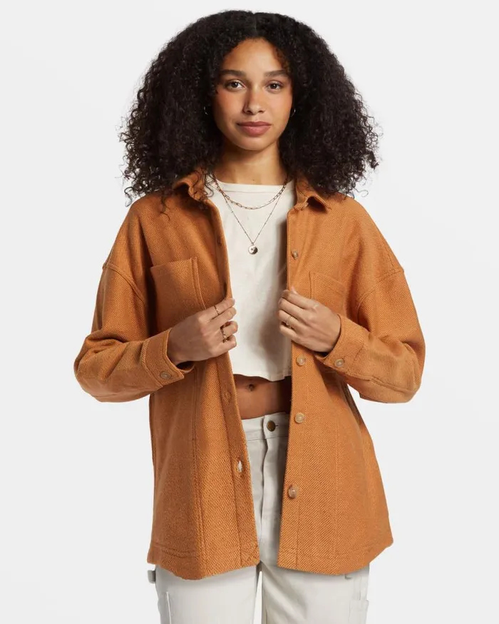 Billabong Sweatshirts and Fleece Everytime Oversized Shacket Sandalwood 8211 Women