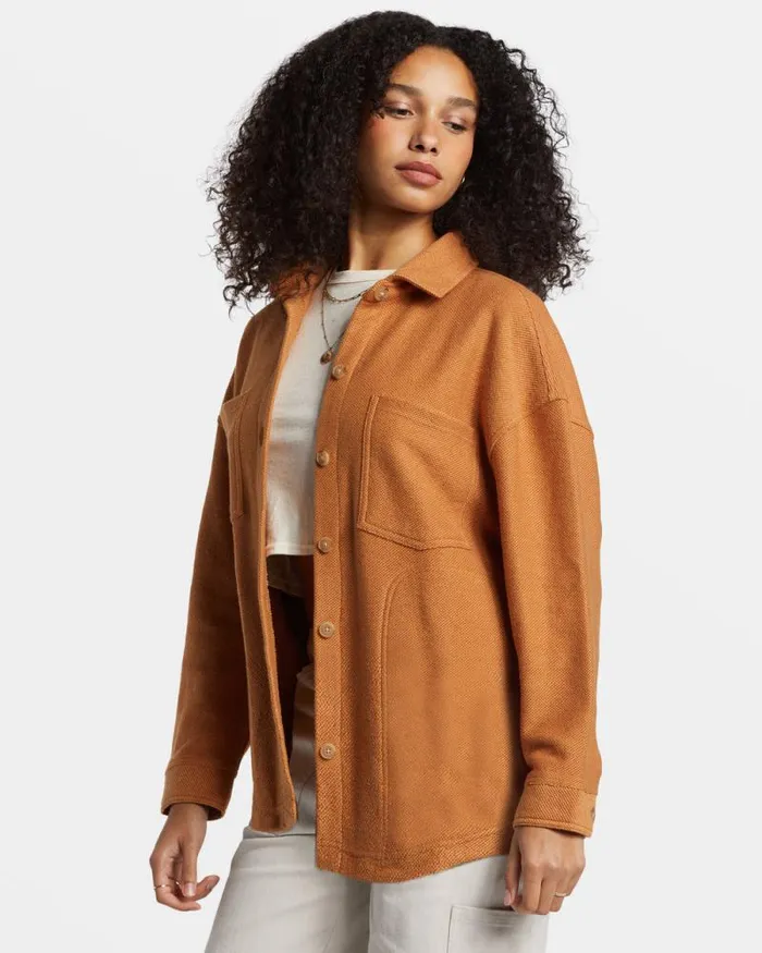 Billabong Sweatshirts and Fleece Everytime Oversized Shacket Sandalwood 8211 Women Billabong Sweatshirts and Fleece Everytime Oversized Shacket Sandalwood 8211 Women