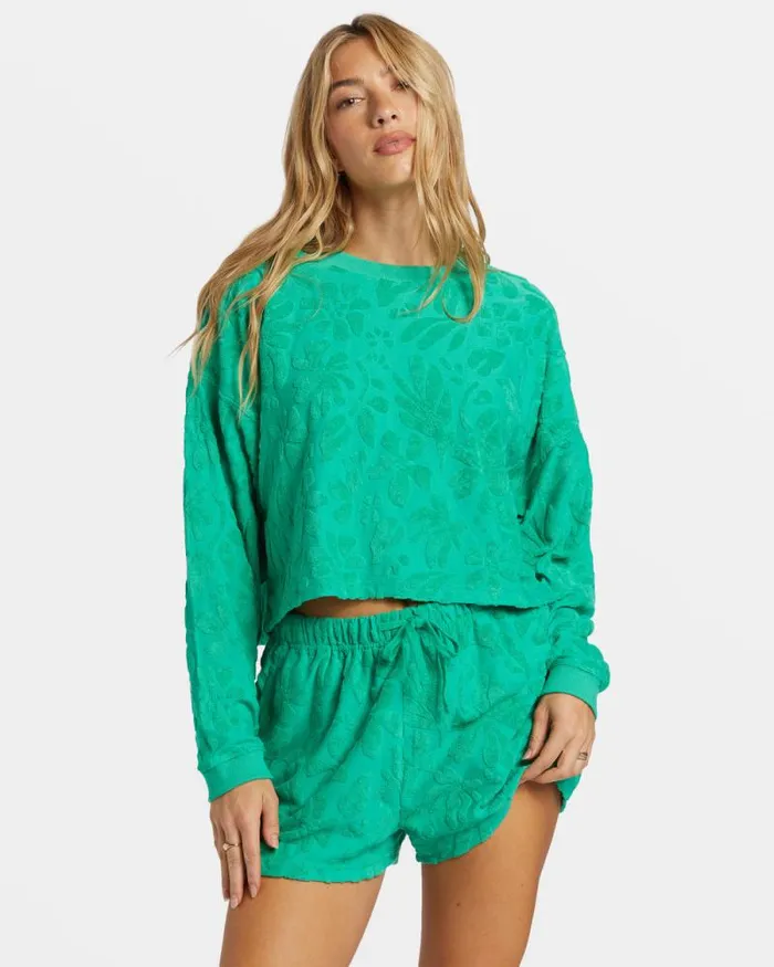 Billabong Sweatshirts and Fleece Loosen Up Crew Neck Sweatshirt Tropical Green 8211 Women