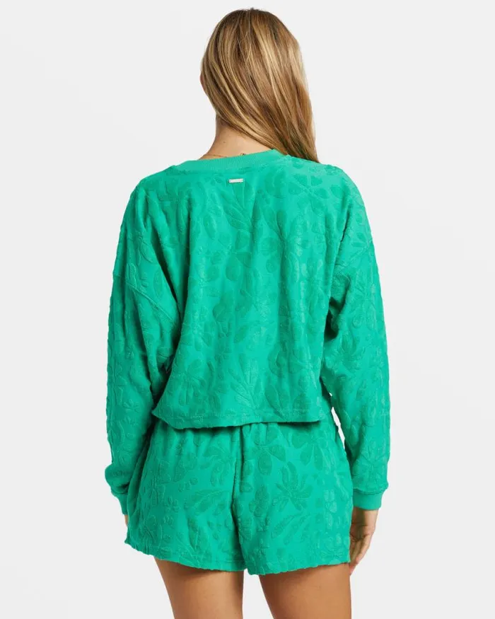 Billabong Sweatshirts and Fleece Loosen Up Crew Neck Sweatshirt Tropical Green 8211 Women Billabong Sweatshirts and Fleece Loosen Up Crew Neck Sweatshirt Tropical Green 8211 Women