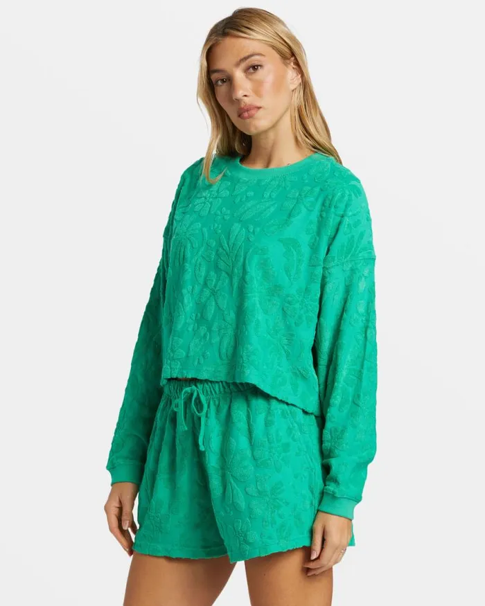 Billabong Sweatshirts and Fleece Loosen Up Crew Neck Sweatshirt Tropical Green 8211 Women Billabong Sweatshirts and Fleece Loosen Up Crew Neck Sweatshirt Tropical Green 8211 Women