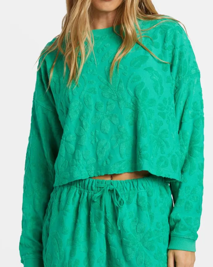 Billabong Sweatshirts and Fleece Loosen Up Crew Neck Sweatshirt Tropical Green 8211 Women Billabong Sweatshirts and Fleece Loosen Up Crew Neck Sweatshirt Tropical Green 8211 Women