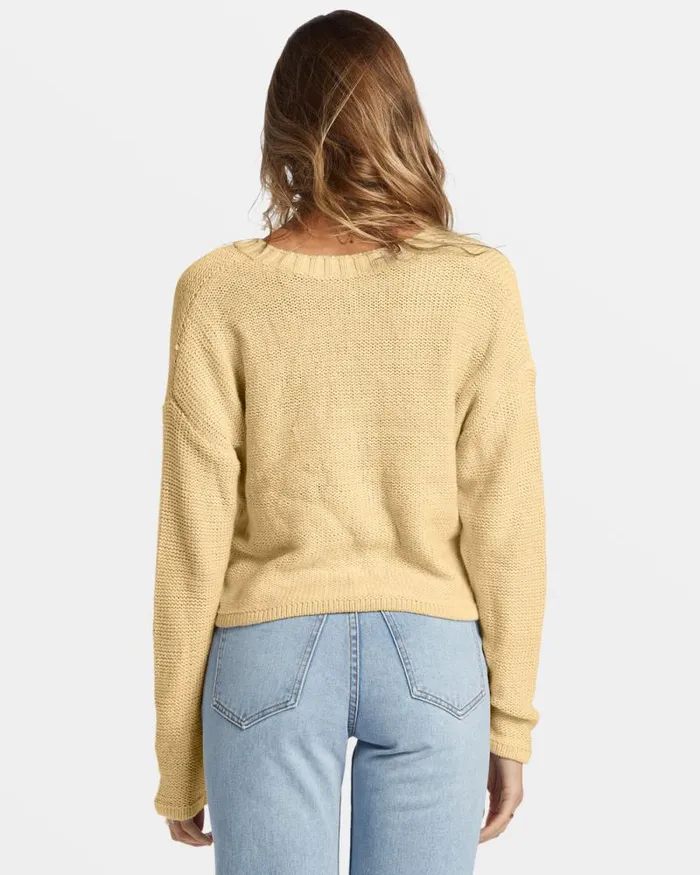 Billabong Sweatshirts and Fleece Shallow Waters Henley Sweater Retro Yellow 8211 Women