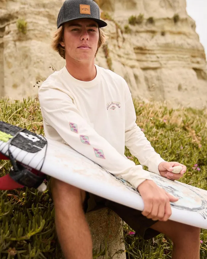 Billabong TShirts Crayon Wave Long Sleeve Tshirt Off White 8211 Men