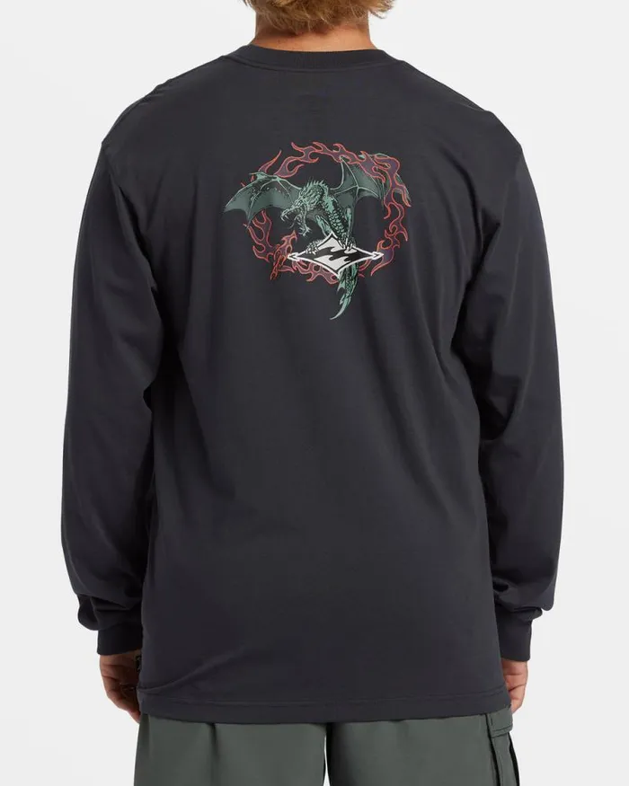 Billabong TShirts Dragon Long Sleeve Tshirt Washed Black 8211 Men