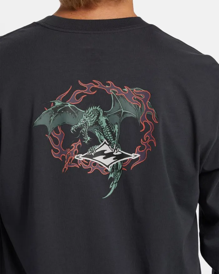 Billabong TShirts Dragon Long Sleeve Tshirt Washed Black 8211 Men