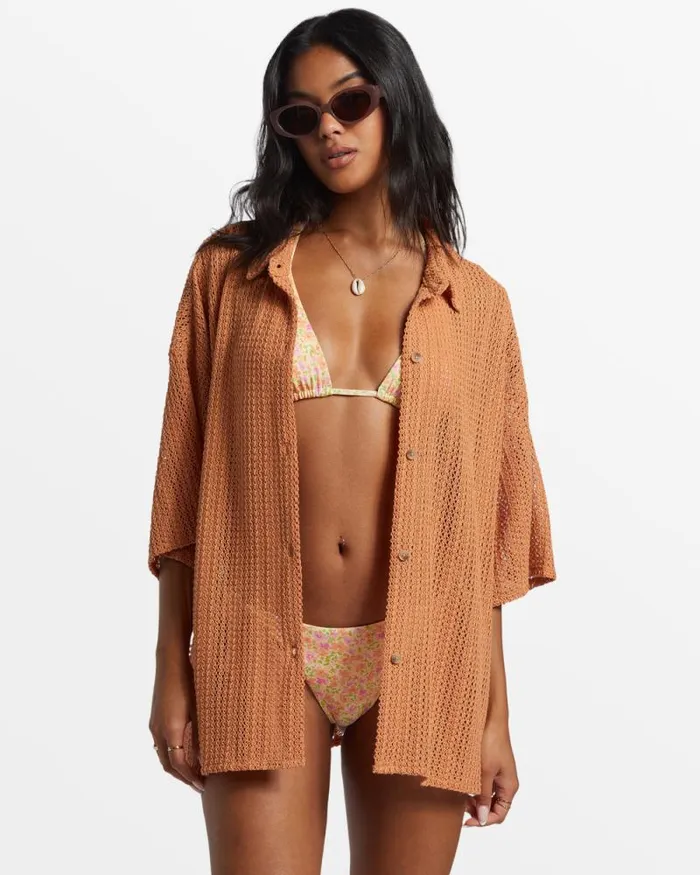 Billabong Tops Largo Overshirt Cover Up Toffee 8211 Women