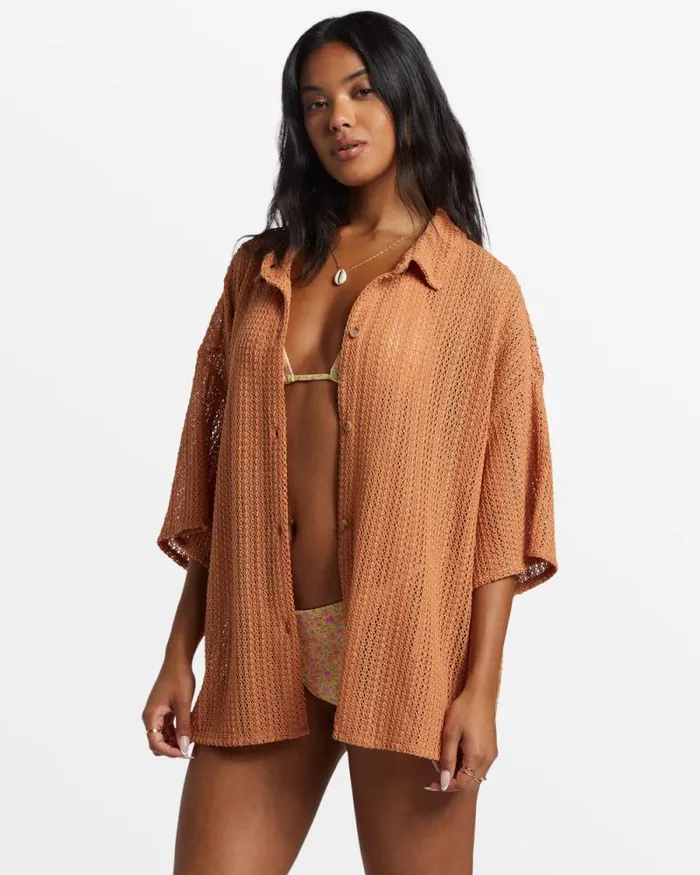 Billabong Tops Largo Overshirt Cover Up Toffee 8211 Women