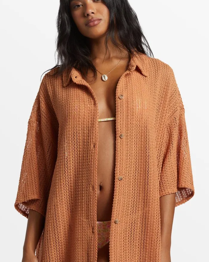 Billabong Tops Largo Overshirt Cover Up Toffee 8211 Women