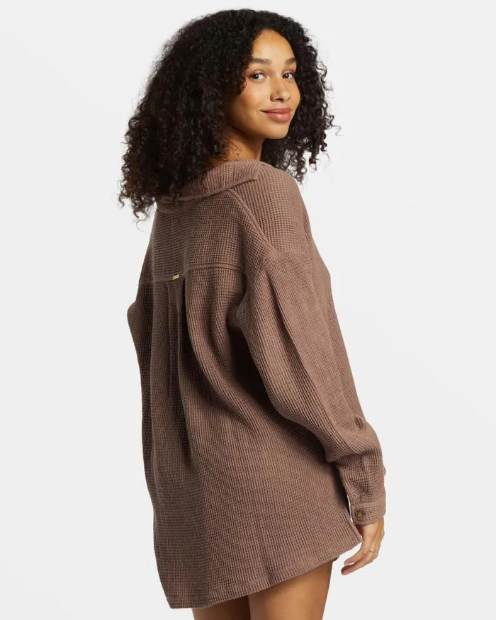 Billabong Tops Odyssey Long Sleeve Shacket Kona 8211 Women