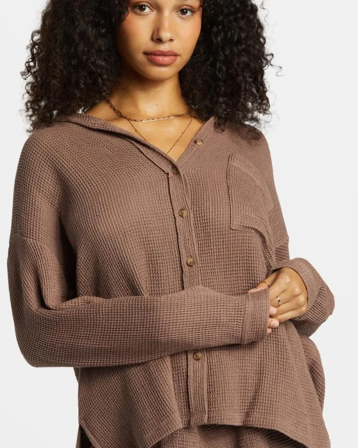 Billabong Tops Odyssey Long Sleeve Shacket Kona 8211 Women