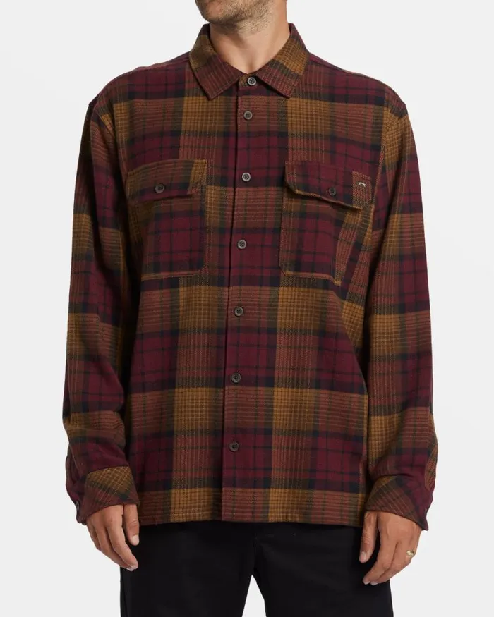 Billabong Wave Washed Essentials Offshore Long Sleeve Flannel Shirt Port 8211 Men Billabong Wave Washed Essentials Offshore Long Sleeve Flannel Shirt Port 8211 Men
